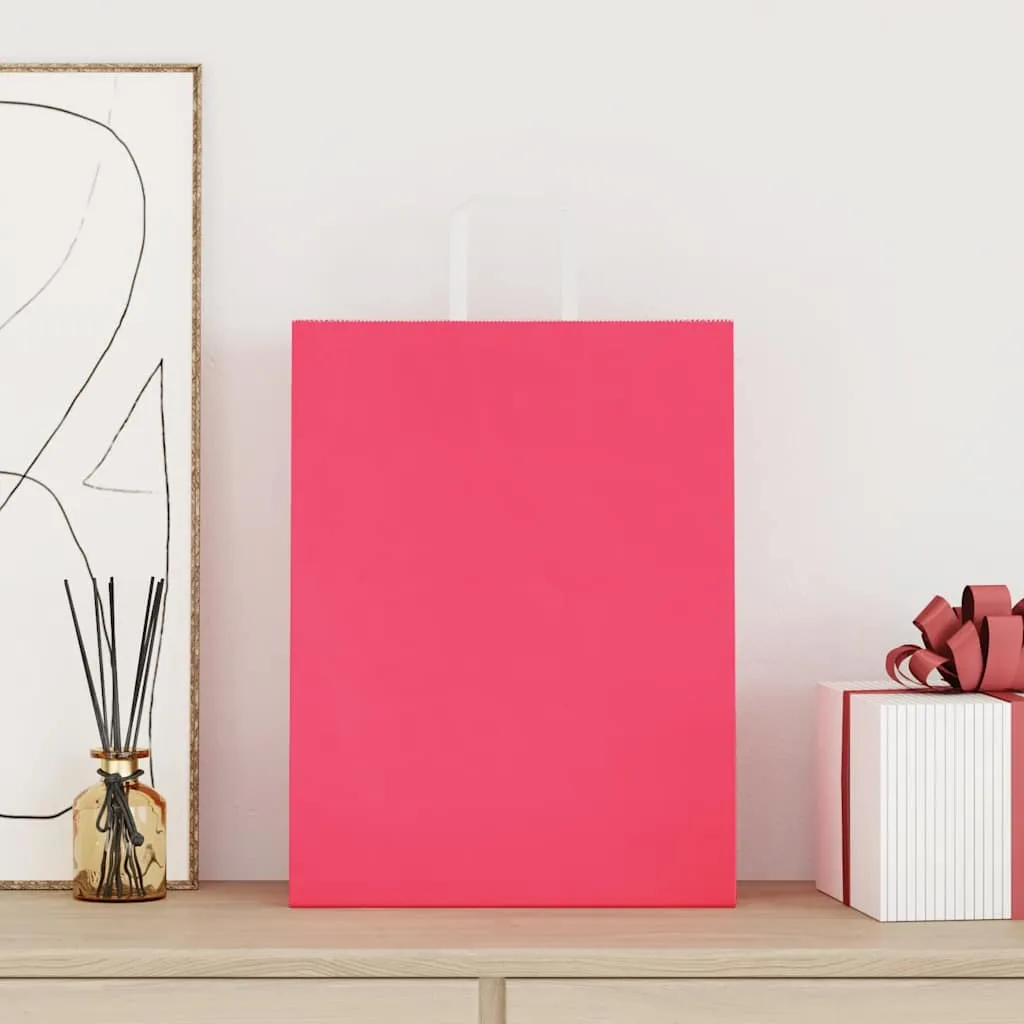 vidaXL Paper Bags 250 pcs with Handles Pink 32x12x42 cm