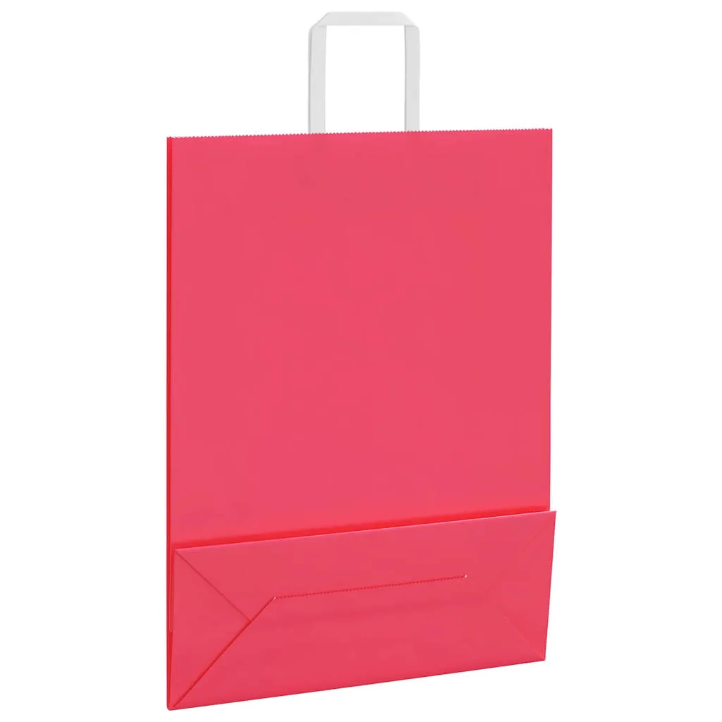 vidaXL Paper Bags 250 pcs with Handles Pink 32x12x42 cm