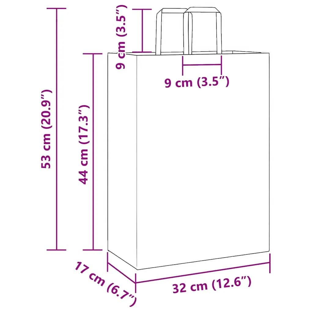 vidaXL Paper Bags 250 pcs with Handles Pink 32x17x44 cm