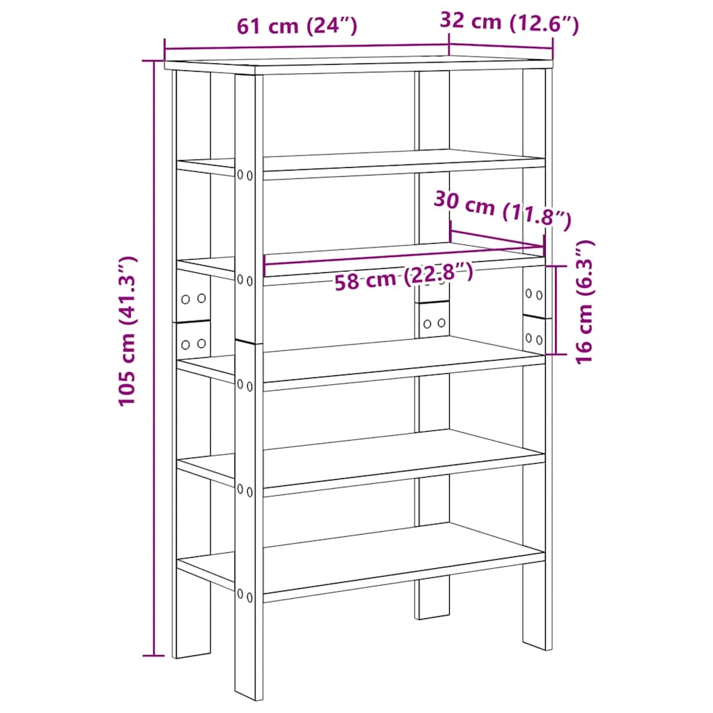 vidaXL Shoe Rack Concrete Oak 61x32x105 cm Engineered Wood