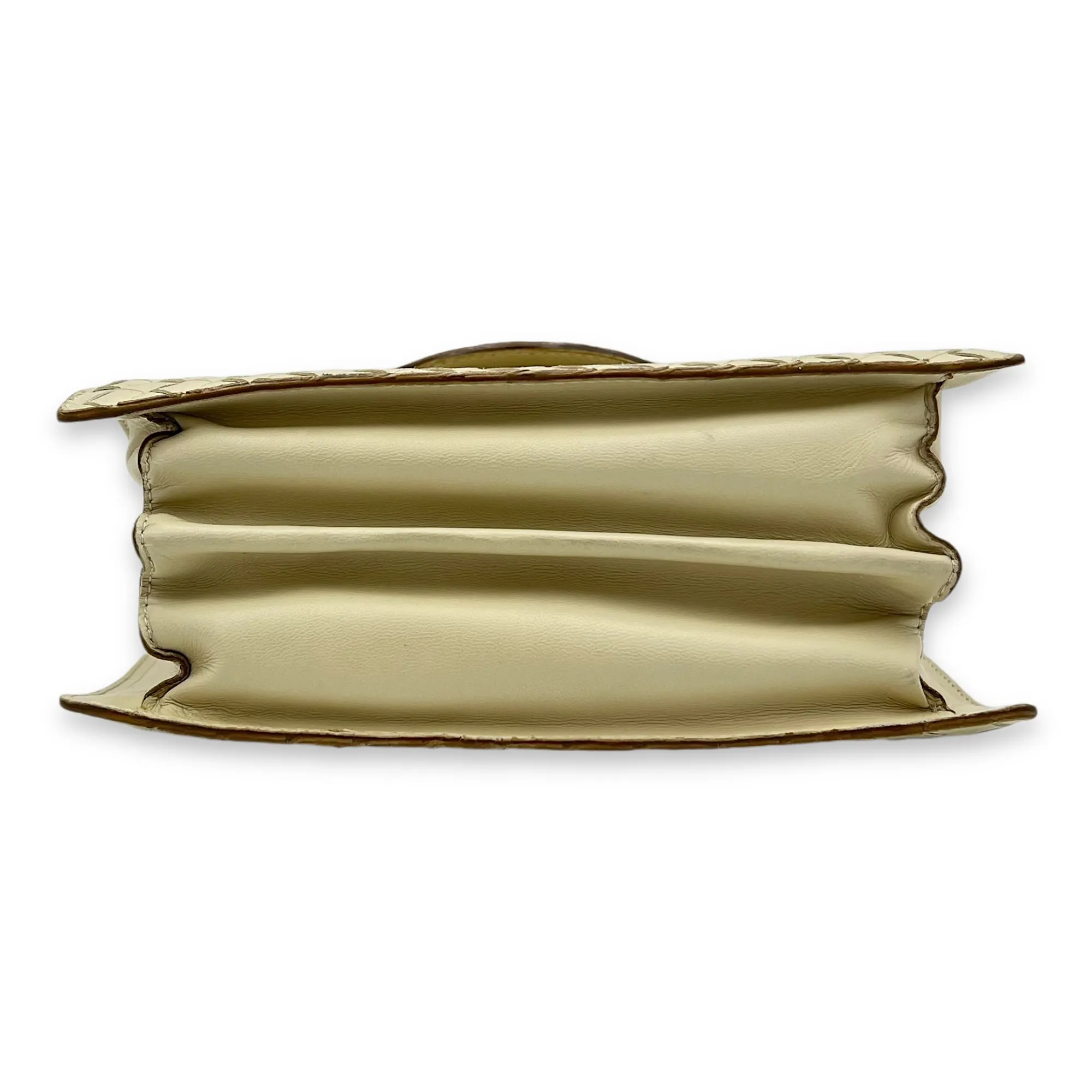 Vintage Beige Top Handle Bag in Intreciatto, Silver hardware