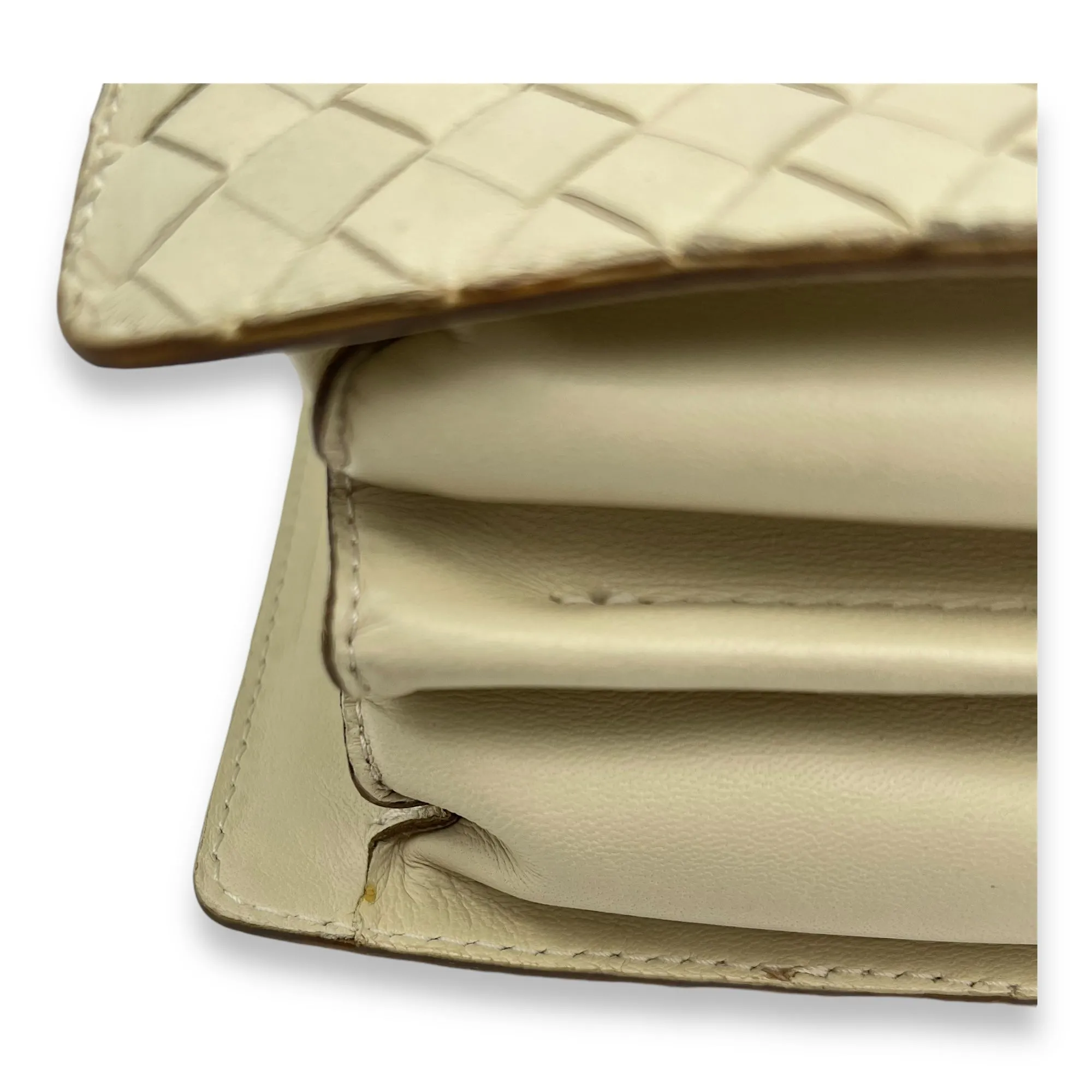 Vintage Beige Top Handle Bag in Intreciatto, Silver hardware