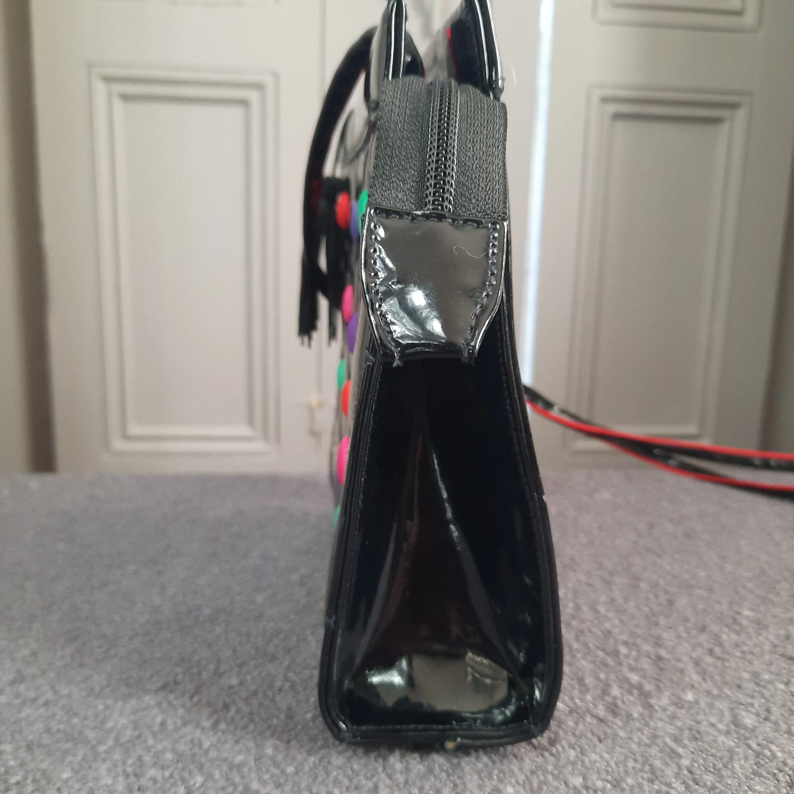 Vintage Quilted Patent Leather Crossbody Bag
