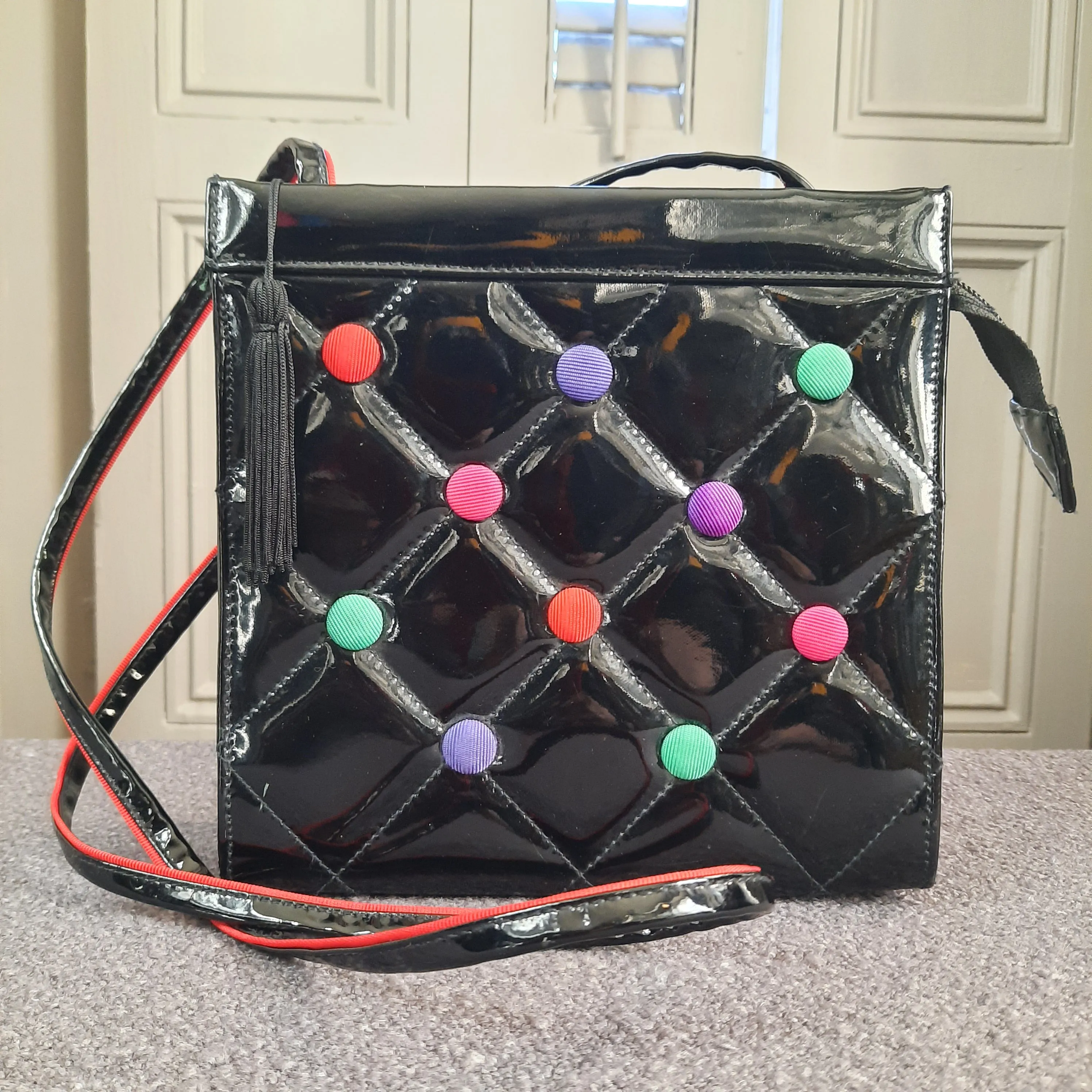 Vintage Quilted Patent Leather Crossbody Bag