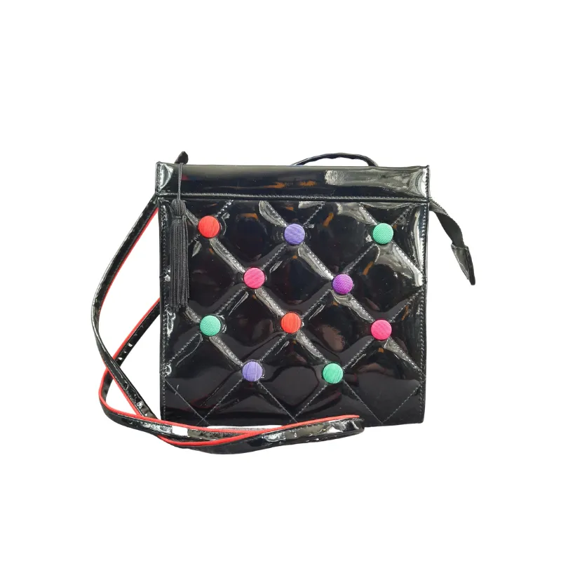 Vintage Quilted Patent Leather Crossbody Bag