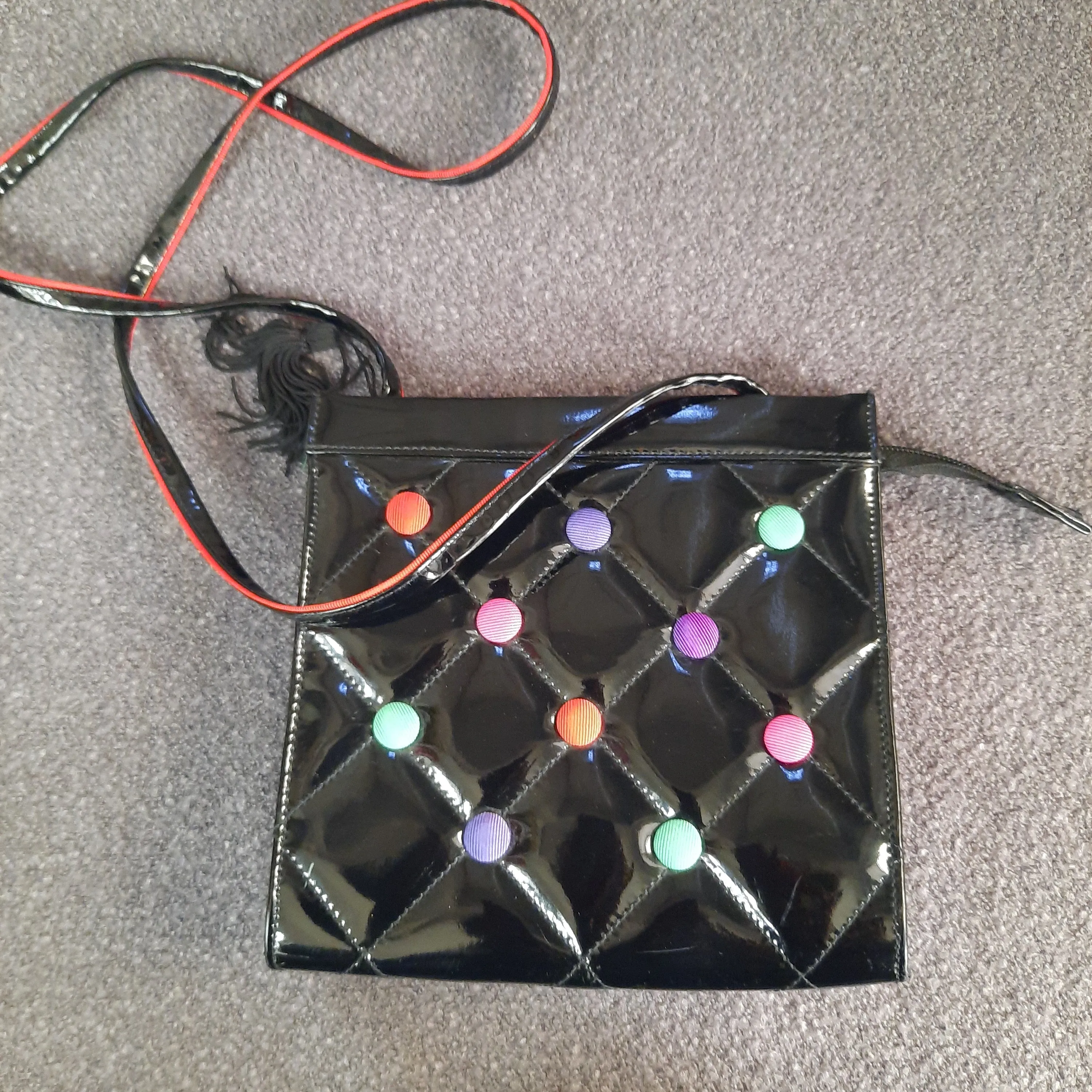 Vintage Quilted Patent Leather Crossbody Bag