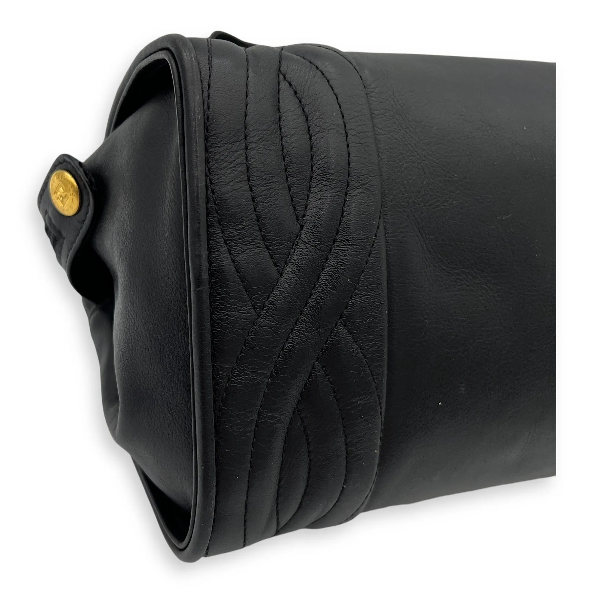 Vintage Top Handle Bag Black in Lambskin, Gold hardware