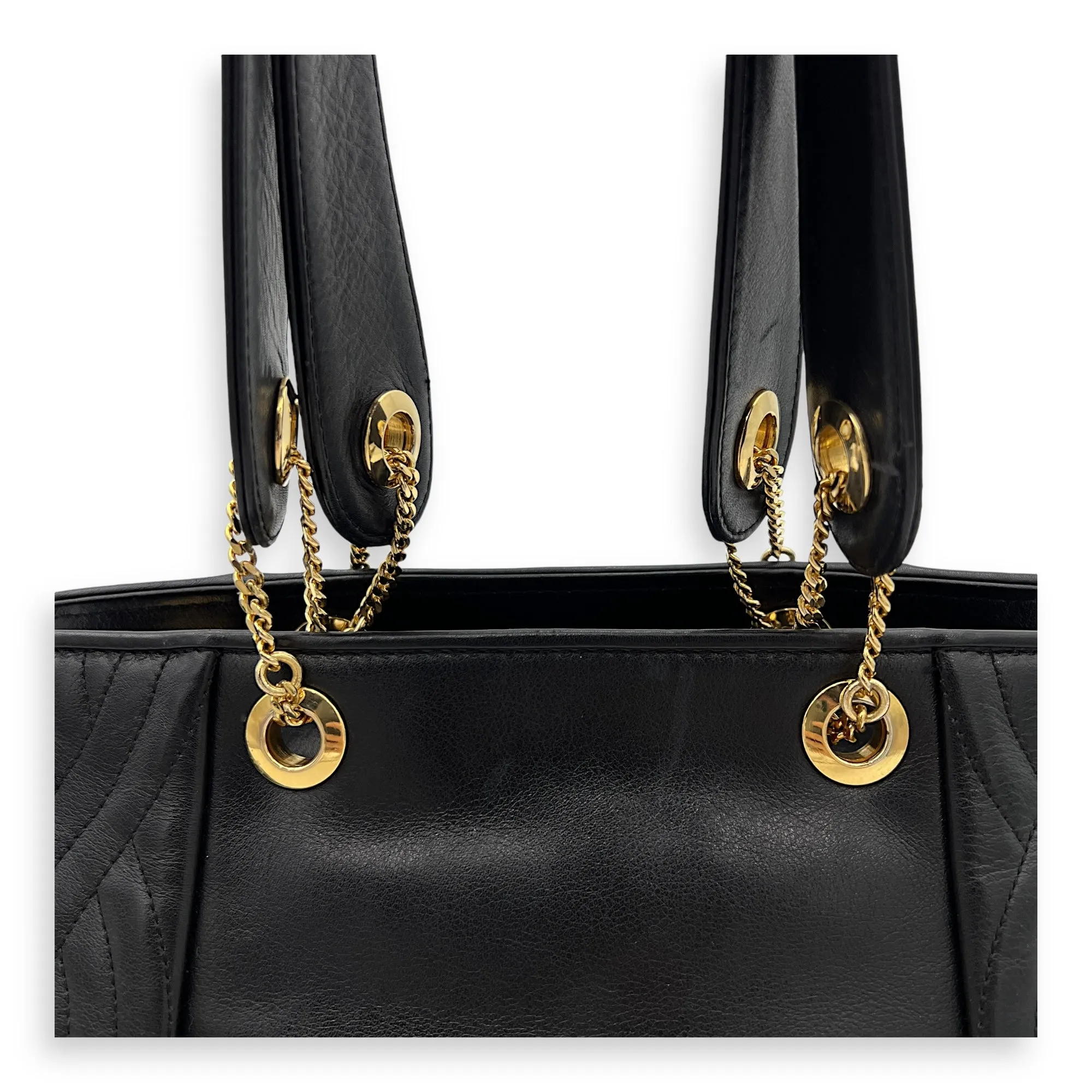 Vintage Top Handle Bag Black in Lambskin, Gold hardware