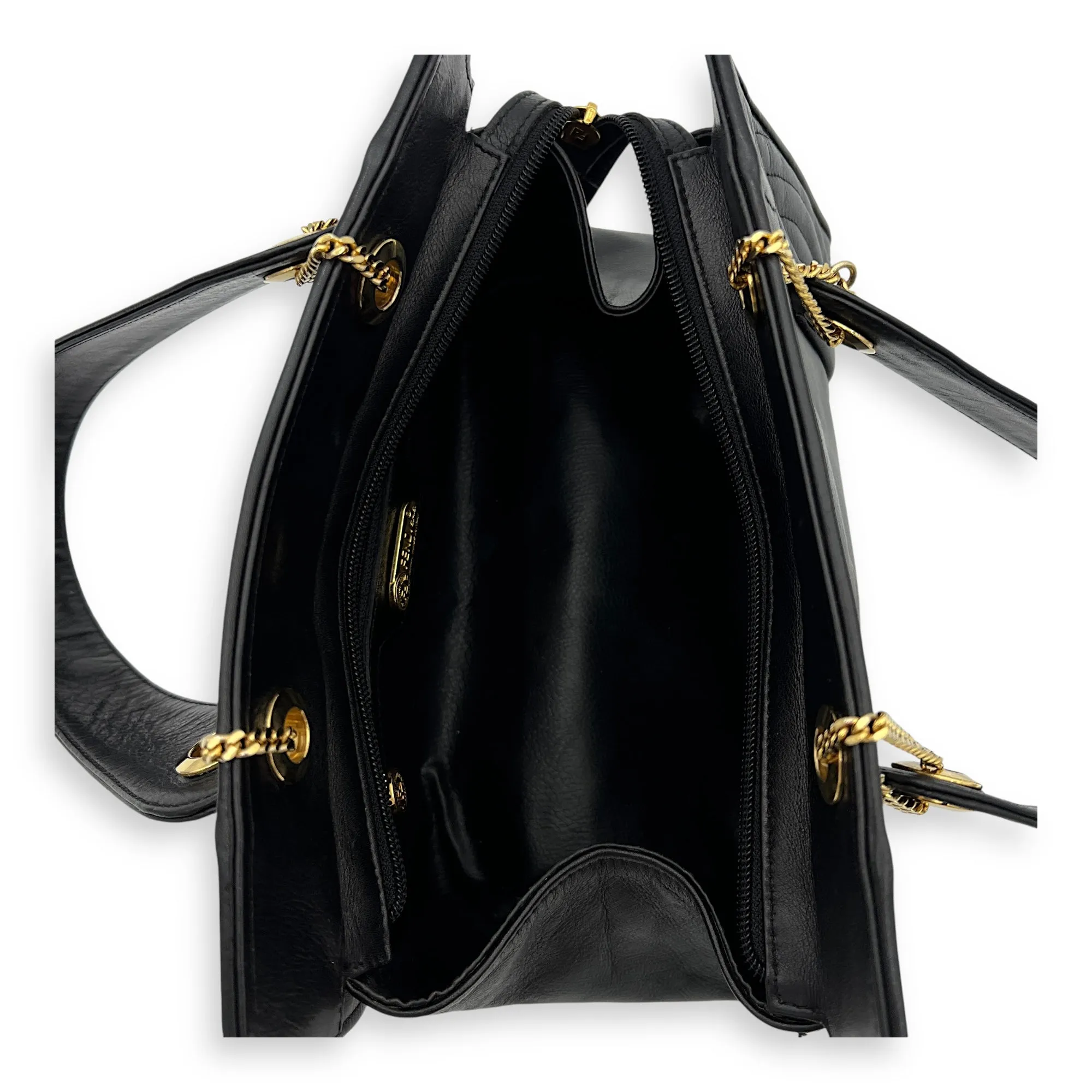 Vintage Top Handle Bag Black in Lambskin, Gold hardware