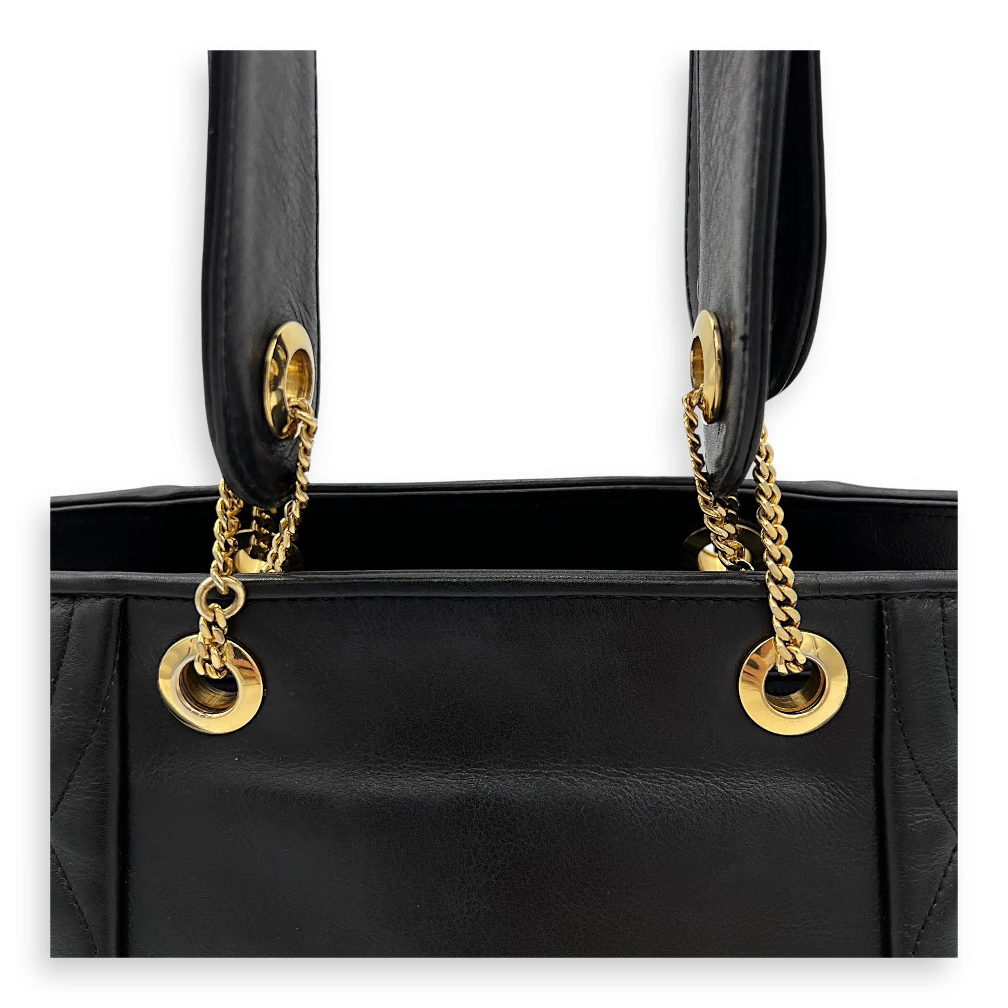 Vintage Top Handle Bag Black in Lambskin, Gold hardware
