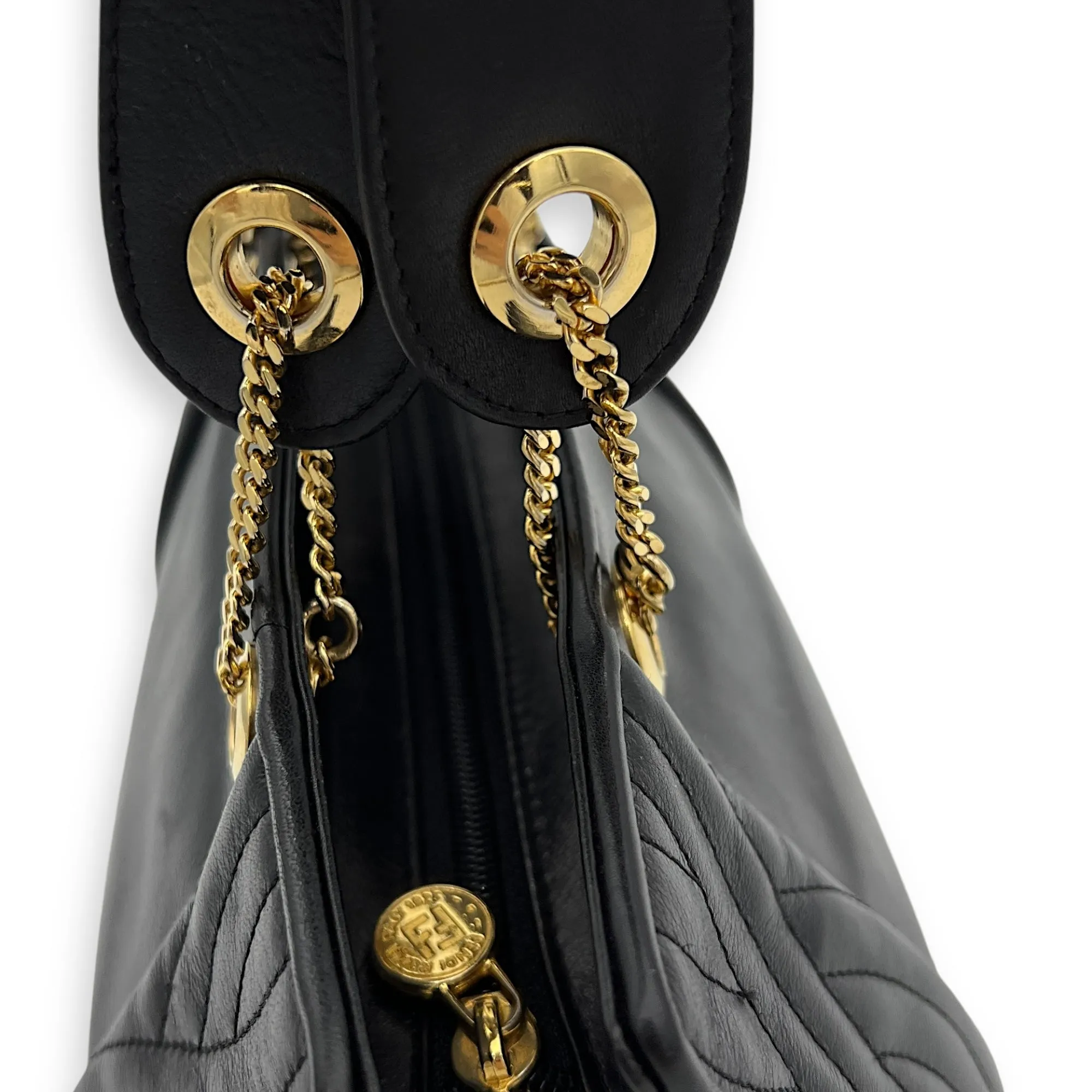 Vintage Top Handle Bag Black in Lambskin, Gold hardware