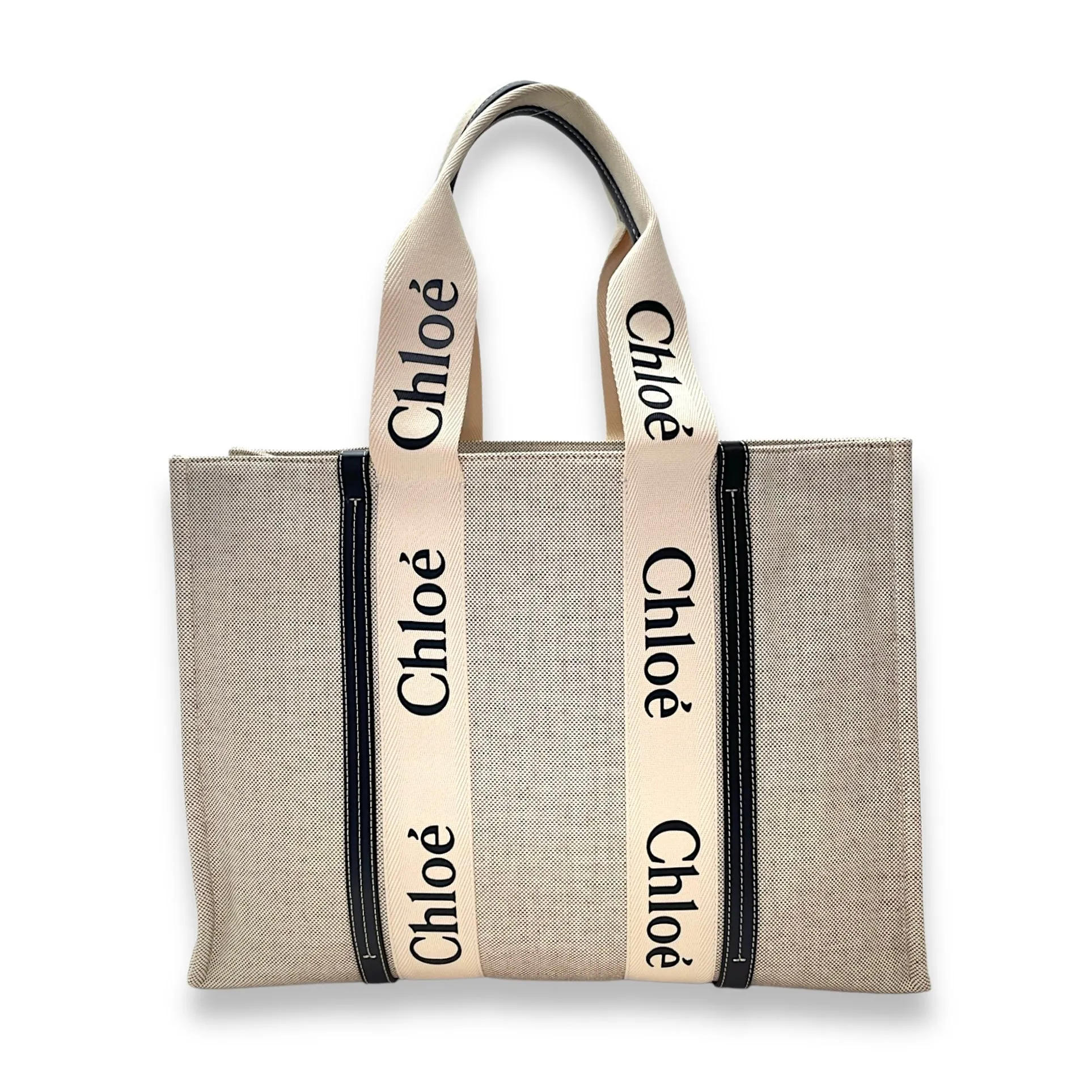 Woody Tote Bag Large Beige in Canvas
