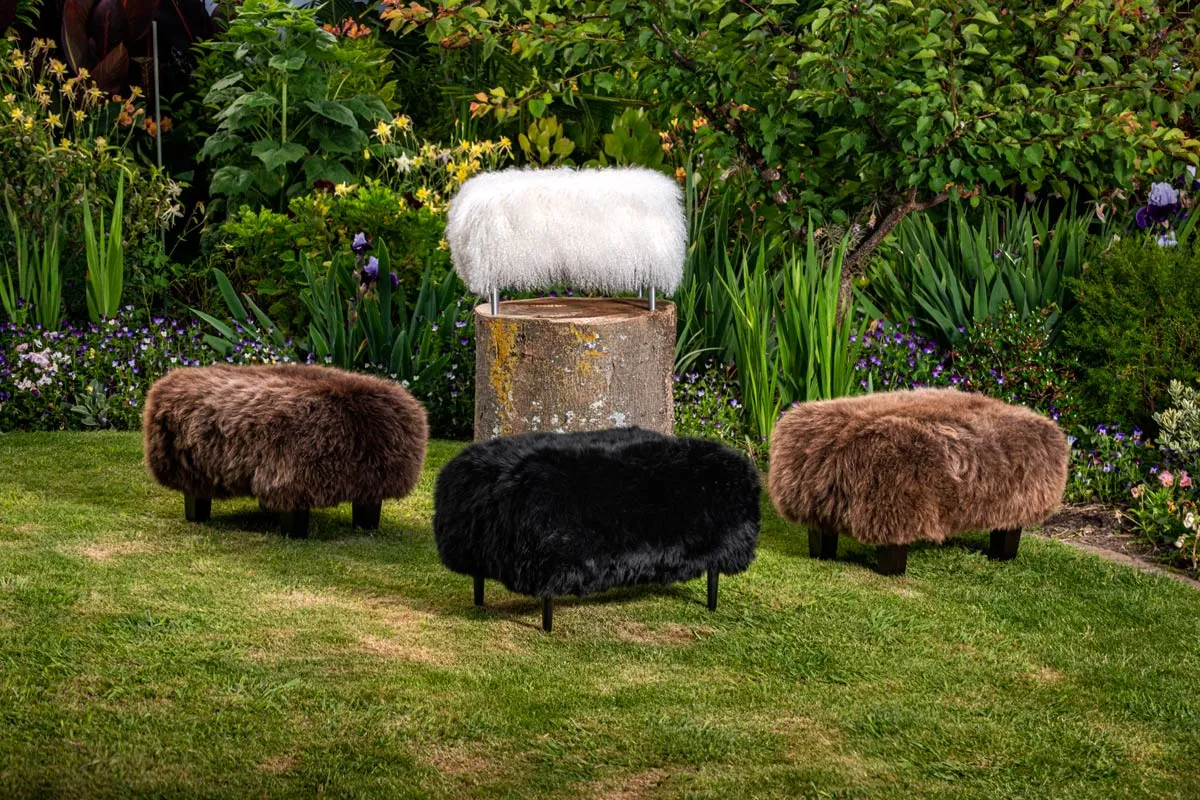 Woolly Stool 4 Sheepskin Footstool 45x30x30cm