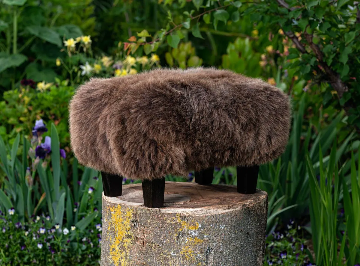 Woolly Stool 4 Sheepskin Footstool 45x30x30cm