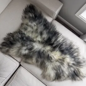 XXL Premium Icelandic Sheepskin Rug Extra - White with Dyed Black Tips Long Wool "A"