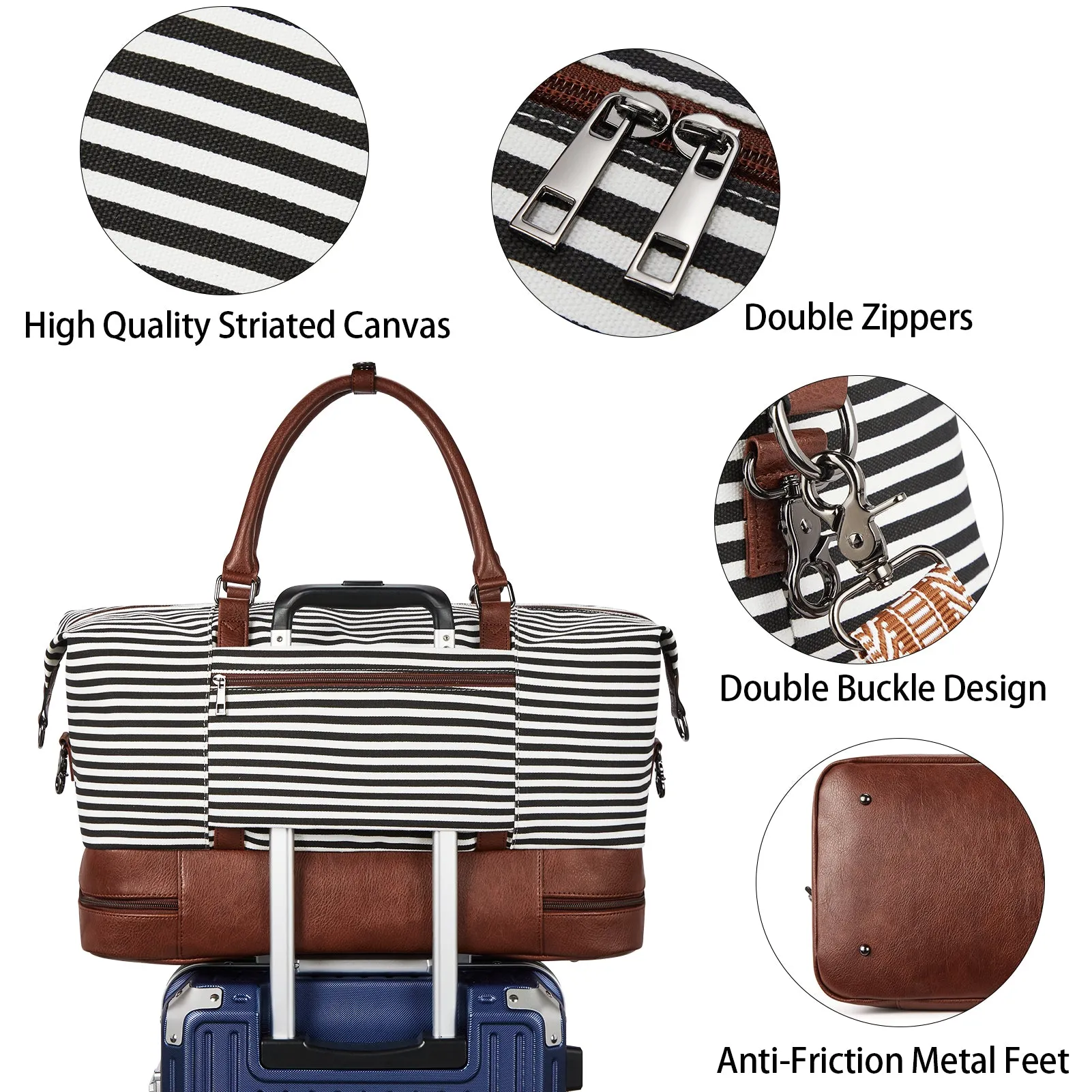Zenobe Canvas Weekender Bag for Women